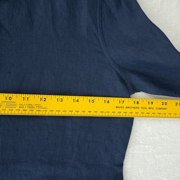 J. Crew Top Women 4 = S Navy Blue Biard McNutte Linen Slim Fit Button Up Shirt - Picture 10 of 11